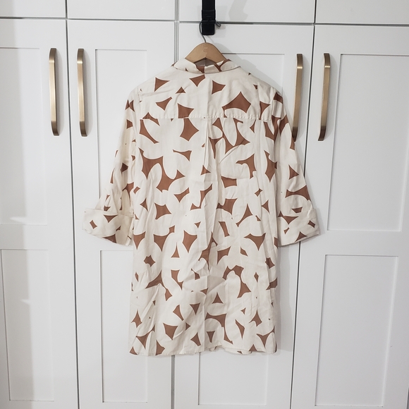 Tuckernuck Cream and Brown Geometric Button-Down Shirt Dress - Picture 4 of 9